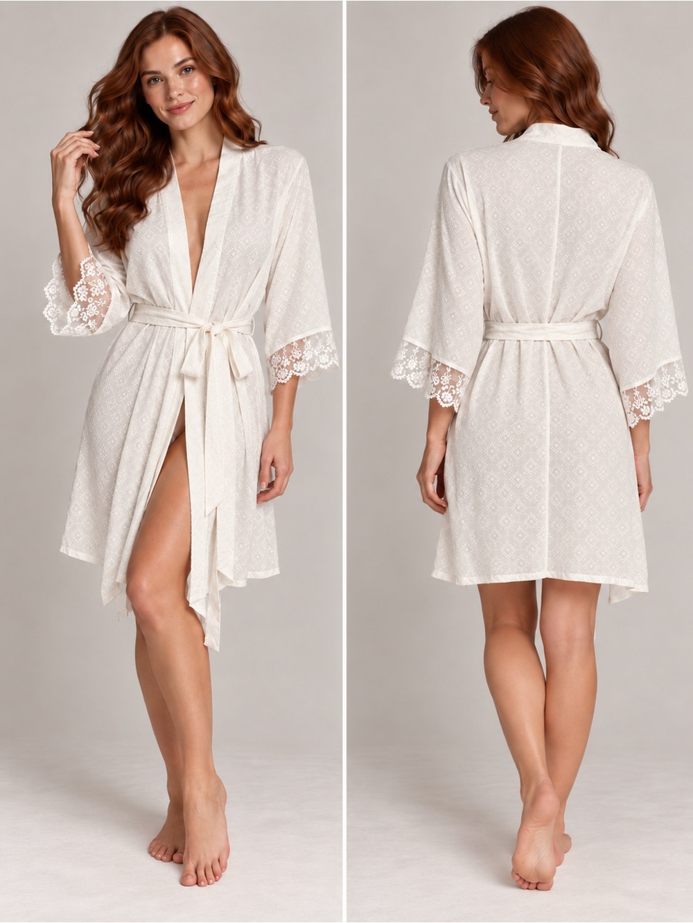 Flora Nikrooz White Bridal Bride Satin Wrap Robe Medium NWT Wedding